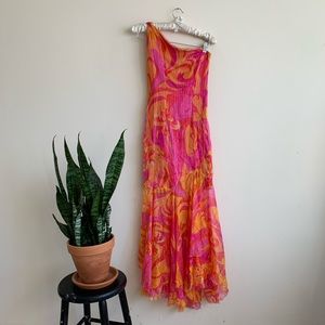 VTG 60’s One Shoulder Metallic Mermaid Maxi Dress